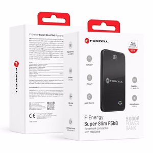 Powerbank compatible with MagSafe Forcell F-Energy SuperSlim F5K8 QC4.0 PD3.0 15W 5000 mAh must