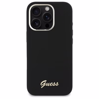 Guess Silicone Script Metal Logo & Frame Ümbris jaoks iPhone 16 Pro - must