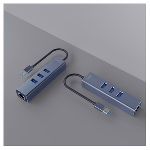 Savio AK-57 USB-A 3x USB-A jaotur koos RJ-45 Gigabit Ethernet adapteriga, USB 3.2 Gen 1, must/hall
