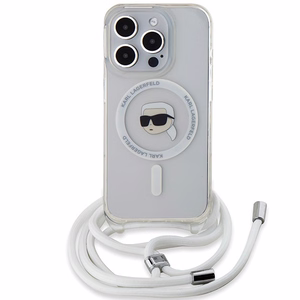 Karl Lagerfeld Crossbody IML Karl Head MagSafe ümbris jaoks iPhone 15 Pro - läbipaistev