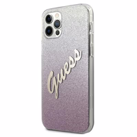 Guess GUHCP12LPCUGLSPI iPhone 12 Pro Max 6.7" roosa/roosa kõvakott Glitter Gradient Script