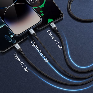 BWOO 3-в-1 кабель USB - USB-C, Lightning, Micro USB 1м 3A X274 черный