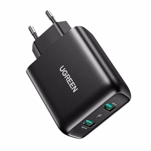 Ugreen CD161 seinalaadija, 2× USB-A, 36 W, QC3.0 – must