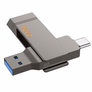 Флешка 32ГБ USB 3.2 (USB A + USB C) Hoco UD15 серая