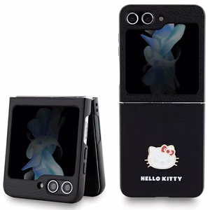 Hello Kitty Metal Logo Kitty Head ümbris jaoks Samsung Galaxy Z Flip 5 - must