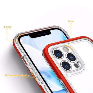 Läbipaistev 3in1 ümbris iPhone 12 Pro raamile geeliga kaetud punane
