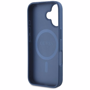 Guess Grained Printed Flower Pattern MagSafe ümbris jaoks iPhone 16 sinine