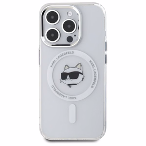 Karl Lagerfeld IML Metal Choupette Head MagSafe Ümbris jaoks iPhone 15 Pro Max - valge