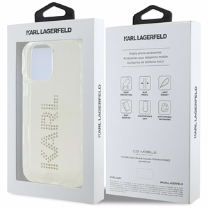 Karl Lagerfeld IML Rhinestones Logo iPhone 16 Pro Ümbris - Clear
