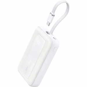 Anker akupank sisseehitatud USB-C kaabliga, 30 W, A1688H21, 10000 mAh, valge