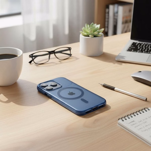 Case for iPhone 17 Pro Max / 18 Pro Max (low camera edge) Flexline Mag Cover compatible with MagSafe navy blue
