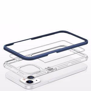 Läbipaistev 3in1 ümbris iPhone 13 mini jaoks geeliga kate koos raamiga sinine