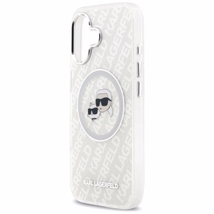 Karl Lagerfeld IML Glitter Karl & Choupette Heads Logo MagSafe iPhone 17 Ümbris - Hall