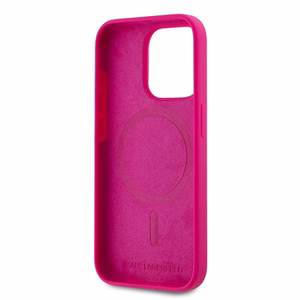 Силиконовый чехол Karl Lagerfeld Choupette Head MagSafe для iPhone 15 Pro Max - розовый