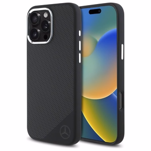 Mercedes силиконовый Чехол тональный логотип узор дерева MagSafe iPhone 16 Pro Max - чёрный