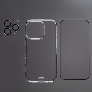 SBS set with D3O technology jaoks iPhone 16 Pro - ümbris + glass screen and camera protector - läbipaistev