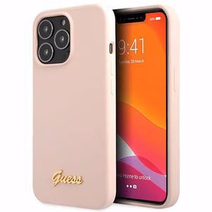 Guess GUHCP13XLSLMGLP iPhone 13 Pro Max 6.7" light roosa/light roosa hardcase Silicone Script kuldne Logo
