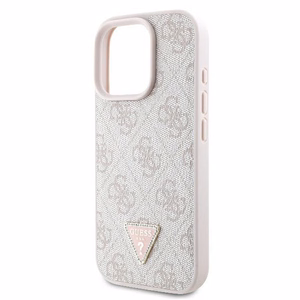 Guess Leather 4G Triangle Strass MagSafe Ümbris jaoks iPhone 16 Pro Max - Roosa