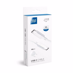 Kaabel USB C to USB C sinine Star 3A 1,2 m valge