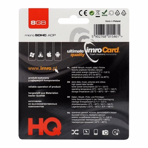 IMRO memory card microSD 8GB with adapter SD