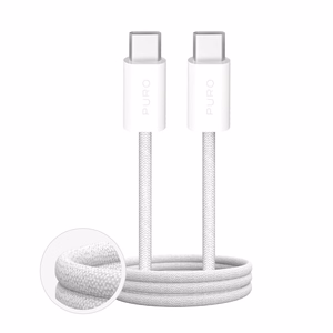 Puro Fabrik 4 240W braided USB-C - USB-C 1m kaabel - valge