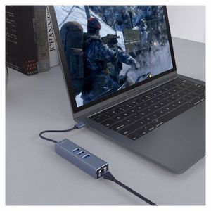 Savio AK-57 USB-A 3x USB-A jaotur koos RJ-45 Gigabit Ethernet adapteriga, USB 3.2 Gen 1, must/hall