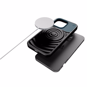 STM Reawaken Ripple MagSafe ümbris seadmele iPhone 15 Pro, must Atlantic-siniste detailidega