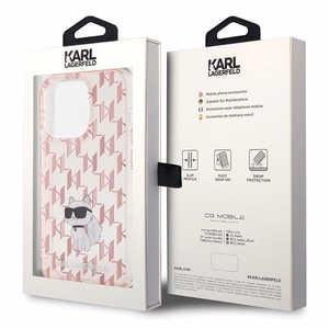 Karl Lagerfeld Monogram Choupette ümbris jaoks iPhone 15 Pro Max - roosa