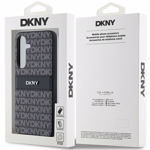 DKNY Leather Mono Stripe & Metal Logo ümbris jaoks Samsung Galaxy S24+ - must