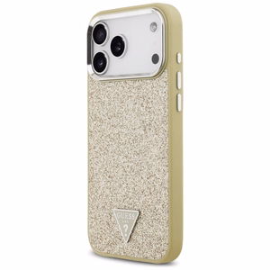 GUESS ümbris jaoks IPHONE 17 Pro Max compatible with MagSafe GUHMP17XPFGTSCMD (PU Glitter W/ Triangle Logo) kuldne