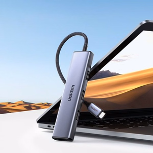 Adapter Ugreen 2-in-1 hõbedane (sisend: Type-C / väljund: 4-USB)