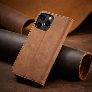 Magnet Fancy Case чехол для iPhone 13 Pro Max чехол-кошелёк с держателем для карт коричневый