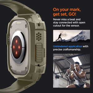 Spigen Rugged Armor Pro - rihm koos ümbrisega Apple Watch Ultra 49 mm (Vintage Khaki)