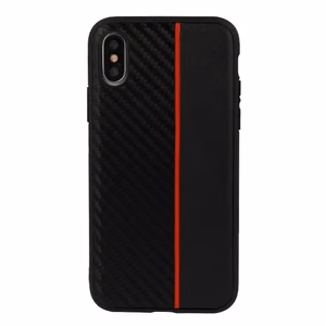 MOTO CARBON Ümbris jaoks Samsung Galaxy A6 Plus 2018 Must with punane stripe