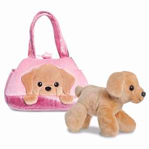 Fancy Pals PeekaBoo keskkonnahoidlik labradori plüüslelu roosas kotis, 20 cm