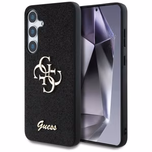 Guess Fixed Glitter Big 4G Metal Logo ümbris jaoks Samsung Galaxy S25 must