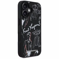 Karl Lagerfeld Grained Pattern & Logo MagSafe Ümbris for iPhone 16 - must