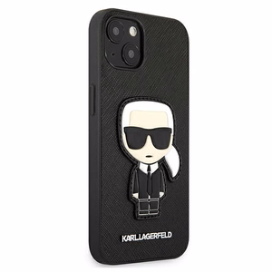Karl Lagerfeld Saffiano Ikonik Karl's Patch Case for iPhone 13 mini - Black