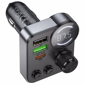 Transmiter samochodowy bluetooth Hoco 2 x USB A + USB C QC3.0 PD 48W E86 must
