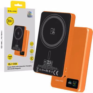 Blavec Power Bank 10000mAh BJ-03 Slim 13,5mm - Type C - 22,5W magnetic Magsafe 3 in 1 (PBBJ03-MC10O) orange aluminum