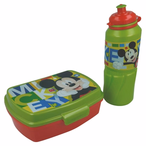 Mickey Mouse hommiku- ja lõunasöögikarbi komplekt 530 ml joogipudeli ja kotiga