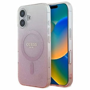 Guess IML Glitter Gradient MagSafe iPhone 16 Ümbris - roosa