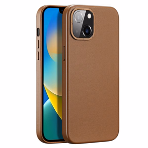 Dux Ducis Grit nahast ümbris iPhone 14 Plus'ile Elegantne kunstnahast ümbris (MagSafe ühilduv) Pruun