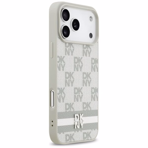 DKNY Checkered with Printed Stripes Ümbris jaoks iPhone 17 Pro Max - Beige