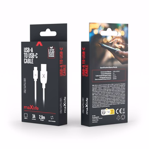 Maxlife cable USB - USB-C 2,0 m 3A white