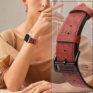 Strap Leather jaoks Apple Watch 38 / 40 / 41 mm band bracelet - punane