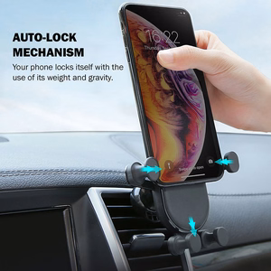 Crong Gravity Auto-Lock raskusjõul töötav auto telefonihoidik 4.7–6.5" telefonidele, must