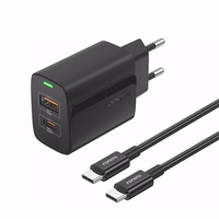 FONENG võrgulaadija EU66 PD 20W 1xUSB-C + 1xUSB QC3.0 + kaabel USB-C - USB-C must