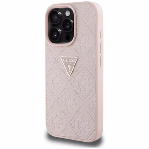 Guess Hot Stamp 4G Pattern Triangle Metal Logo iPhone 16 Pro Ümbris - roosa