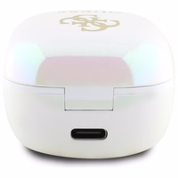 Guess Bluetooth kõrvaklapid GUTWSJ144ESH TWS + docking station valge/valge Iridescent 4G Printed Logo
